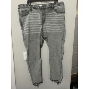 AVA & VIV Women's Gray Wash Plus‎ Size 22W High Rise Destructed Hem Jeans